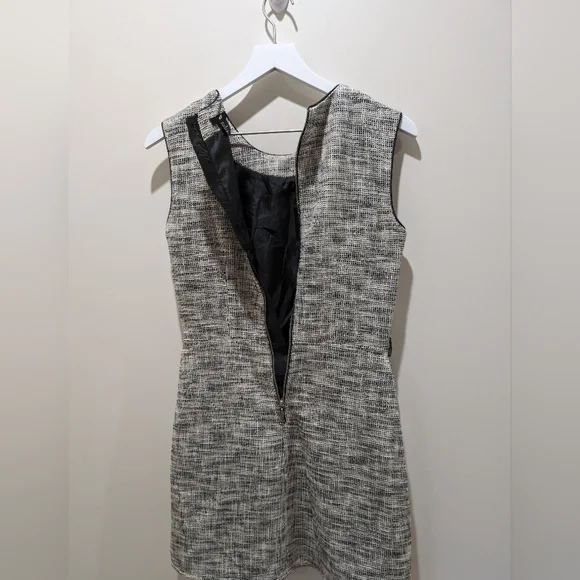 H&M Black White Cross Hatch Printed Sleeveless Sheath Dress Sz 8 - Picture 4 of 8